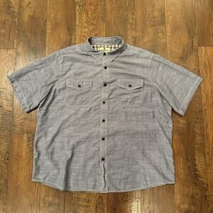 Woolrich Button Up Shirt Mens 2XL Short Sleeve Light Blue Cotton Pockets XXL